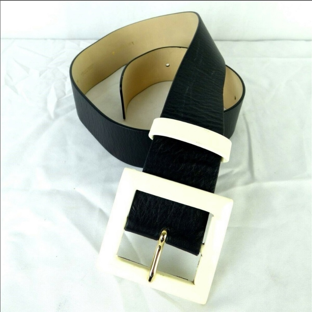Kate Spade Black Ivory Leather Belt